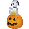 Snoopy Sitting On Pumpkin With Woodstock Harvest Inflatable